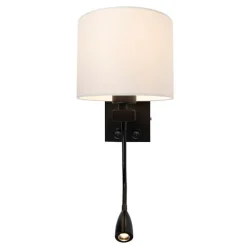 Moderne wandlamp zwart met witte kap - Brescia