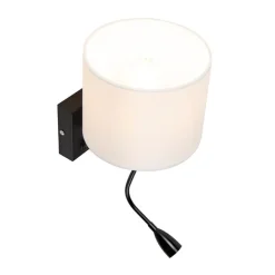 Moderne wandlamp zwart met witte kap - Brescia