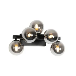 Moderne wandlamp zwart met smoke glas 5-lichts - Bianca