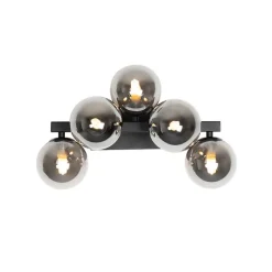 Moderne wandlamp zwart met smoke glas 5-lichts - Bianca