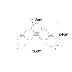 Moderne wandlamp zwart met smoke glas 5-lichts - Bianca