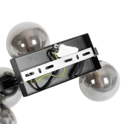 Moderne wandlamp zwart met smoke glas 5-lichts - Bianca