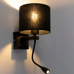 Moderne wandlamp zwart met zwarte kap - Brescia