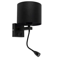 Moderne wandlamp zwart met zwarte kap - Brescia