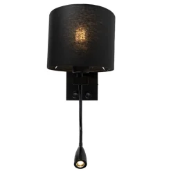 Moderne wandlamp zwart met zwarte kap - Brescia