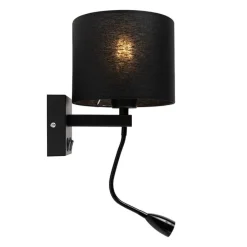 Moderne wandlamp zwart met zwarte kap - Brescia