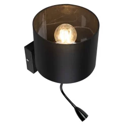 Moderne wandlamp zwart met zwarte kap - Brescia