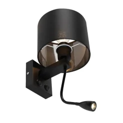 Moderne wandlamp zwart met zwarte kap - Brescia