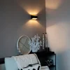 Moderne wandlamp zwart met gouden binnenkant rechthoekig - Alone