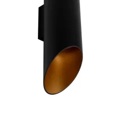 Moderne wandlamp zwart met gouden binnenkant 9,6 cm- Organo