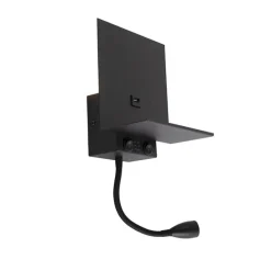 Moderne wandlamp zwart met USB en flexarm - Flero