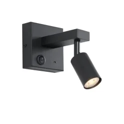 Moderne wandlamp zwart met USB-C kantelbaar - Rex