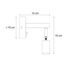 Moderne wandlamp zwart met USB-C kantelbaar - Rex