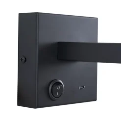 Moderne wandlamp zwart met USB-C kantelbaar - Rex
