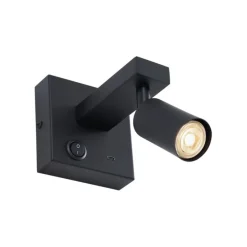 Moderne wandlamp zwart met USB-C kantelbaar - Rex