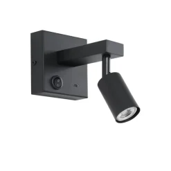 Moderne wandlamp zwart met USB-C kantelbaar - Rex