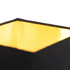 Moderne wandlamp zwart met USB en vierkante zwarte kap - Zeno