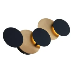 Moderne wandlamp zwart met goud incl. LED 3-staps dimbaar 5-lichts - Sunrise 3