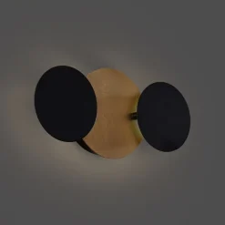 Moderne wandlamp zwart met goud incl. LED 3-staps dimbaar 3-lichts - Sunrise 3