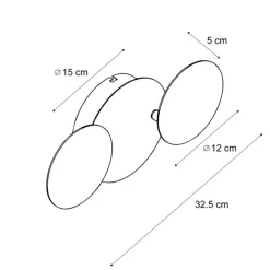 Moderne wandlamp zwart met goud incl. LED 3-staps dimbaar 3-lichts - Sunrise 3