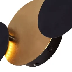 Moderne wandlamp zwart met goud incl. LED 3-staps dimbaar 3-lichts - Sunrise 3