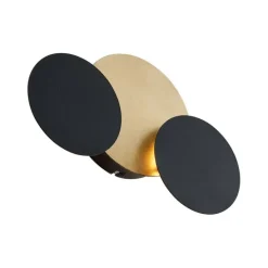 Moderne wandlamp zwart met goud incl. LED 3-staps dimbaar 3-lichts - Sunrise 3