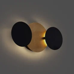 Moderne wandlamp zwart met goud incl. LED 3-staps dimbaar 3-lichts - Sunrise 3