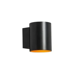 Moderne wandlamp zwart met goud rond - Sola