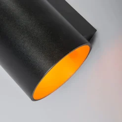 Moderne wandlamp zwart met goud rond - Sola