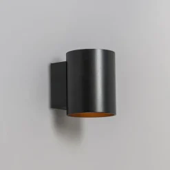 Moderne wandlamp zwart met goud rond - Sola