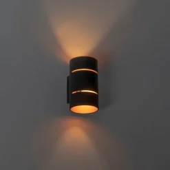 Moderne wandlamp zwart met gouden binnenkant - Ria