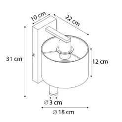 Moderne wandlamp zwart rond met leeslamp - Puglia