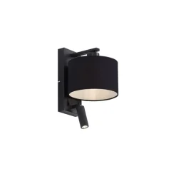 Moderne wandlamp zwart rond met leeslamp - Puglia