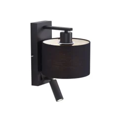 Moderne wandlamp zwart rond met leeslamp - Puglia