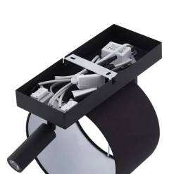 Moderne wandlamp zwart rond met leeslamp - Puglia