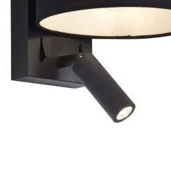 Moderne wandlamp zwart rond met leeslamp - Puglia