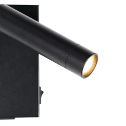 Moderne wandlamp zwart verstelbaar met usb - Croft