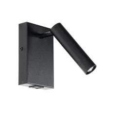 Moderne wandlamp zwart verstelbaar met usb - Croft