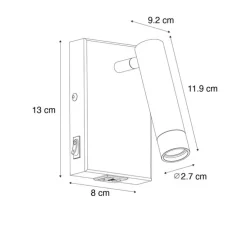 Moderne wandlamp zwart verstelbaar met usb - Croft
