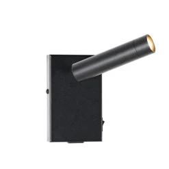 Moderne wandlamp zwart verstelbaar met usb - Croft