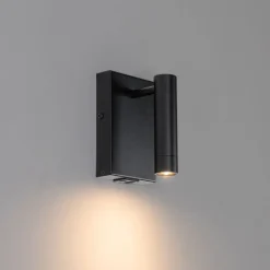 Moderne wandlamp zwart verstelbaar met usb - Croft
