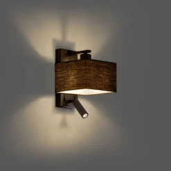 Moderne wandlamp zwart vierkant met leeslamp - Puglia