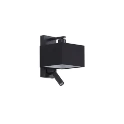 Moderne wandlamp zwart vierkant met leeslamp - Puglia