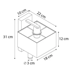 Moderne wandlamp zwart vierkant met leeslamp - Puglia