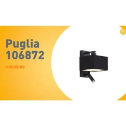 Moderne wandlamp zwart vierkant met leeslamp - Puglia