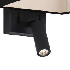 Moderne wandlamp zwart vierkant met leeslamp - Puglia