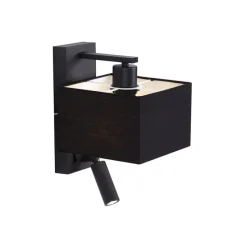 Moderne wandlamp zwart vierkant met leeslamp - Puglia