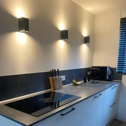 Moderne wandlamp zwart vierkant 2-lichts - Sandy