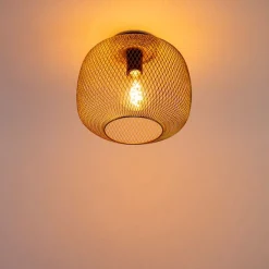 Moderne zwart met gouden plafondlamp - Bliss Mesh