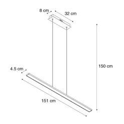 Moderne zwarte hanglamp 150 cm incl. LED - Banda